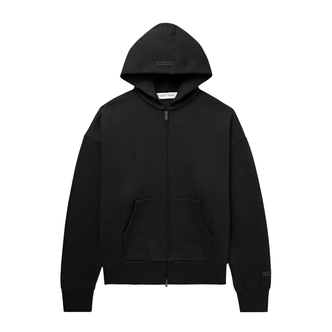 Fear of God Essentials Zip-Up Hoodie Jet Black (SS25)