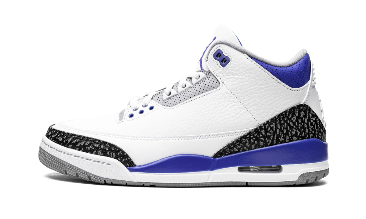 Jordan 3 deals blue and white