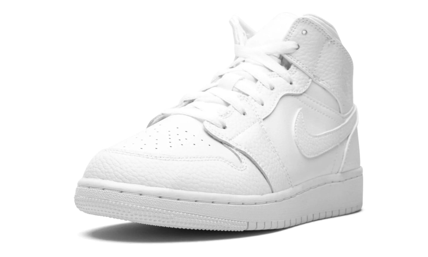 Jordan 1 Mid "Triple White Tumbled Leather"