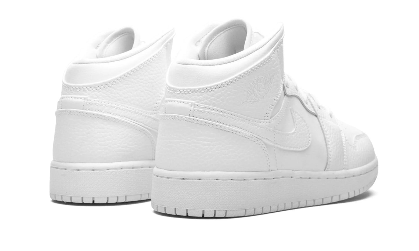 Jordan 1 Mid "Triple White Tumbled Leather"