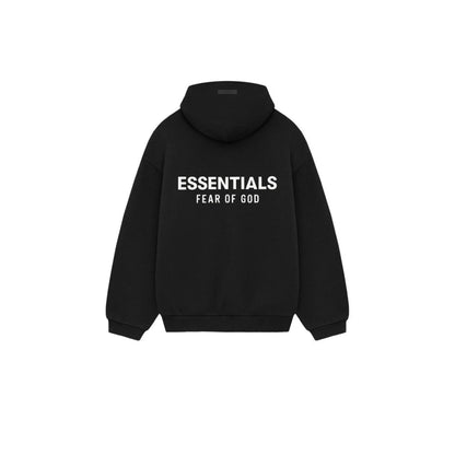 Fear of God Essentials Zip-Up Hoodie Jet Black (SS25)