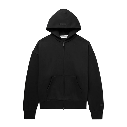 Fear of God Essentials Zip-Up Hoodie Jet Black (SS25)