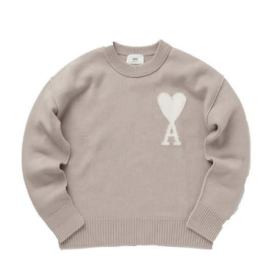 Ami Paris Knitwear Hoodie Beige