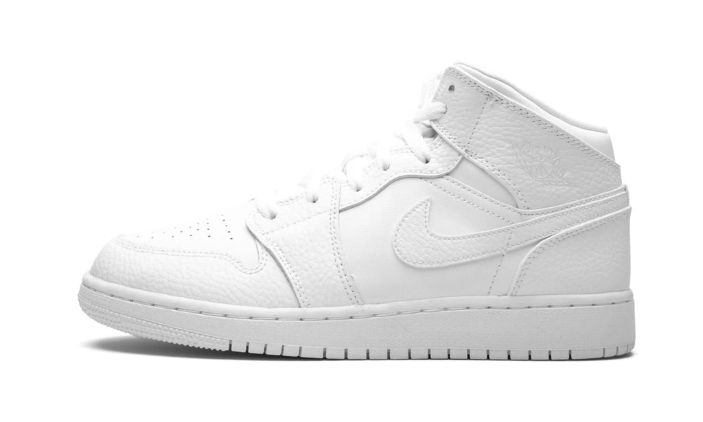 Jordan 1 Mid "Triple White Tumbled Leather"