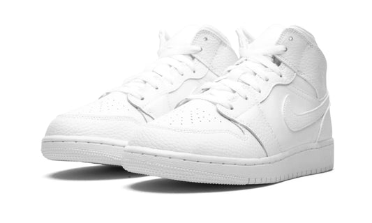 Jordan 1 Mid "Triple White Tumbled Leather"